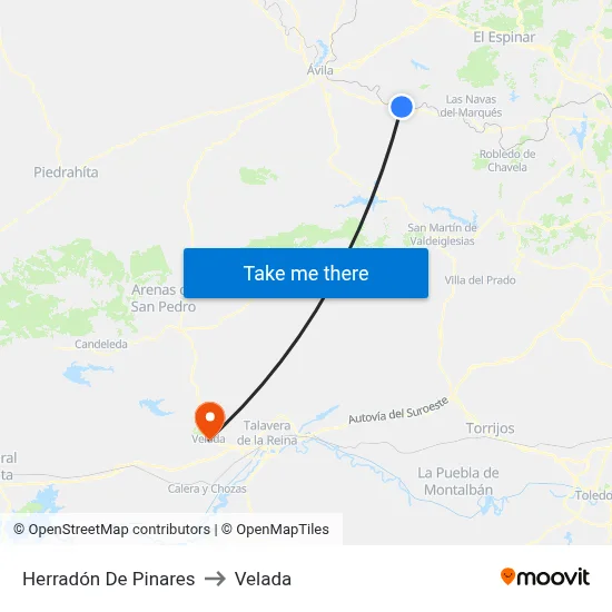 Herradón De Pinares to Velada map