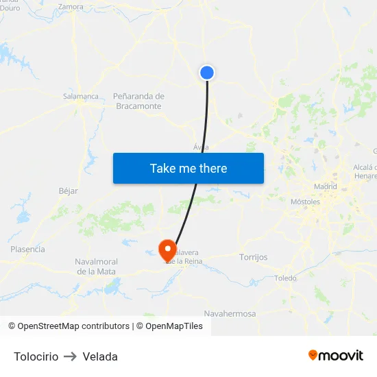 Tolocirio to Velada map