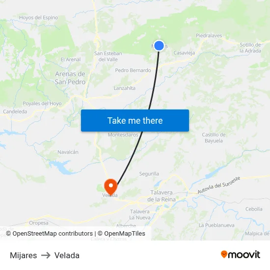 Mijares to Velada map