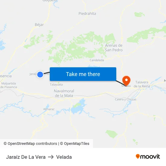 Jaraíz De La Vera to Velada map