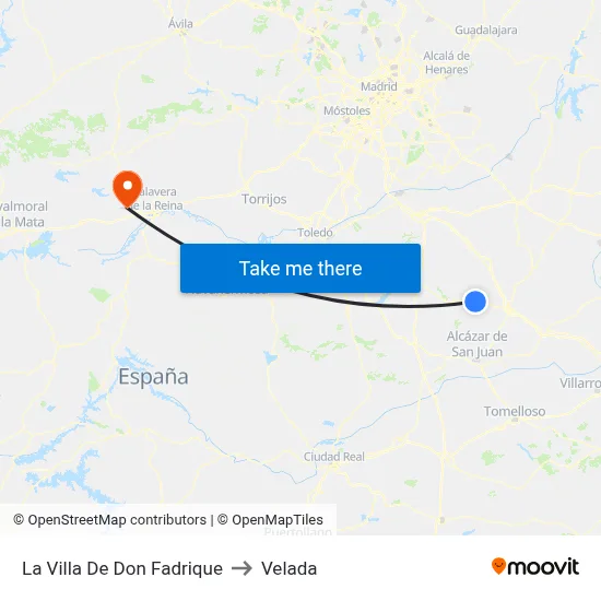 La Villa De Don Fadrique to Velada map