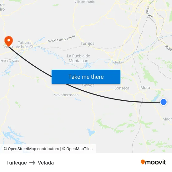 Turleque to Velada map