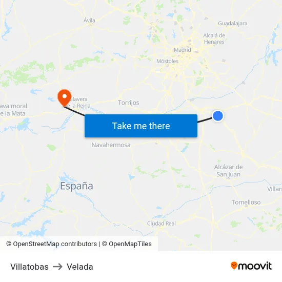 Villatobas to Velada map