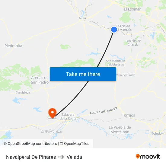 Navalperal De Pinares to Velada map