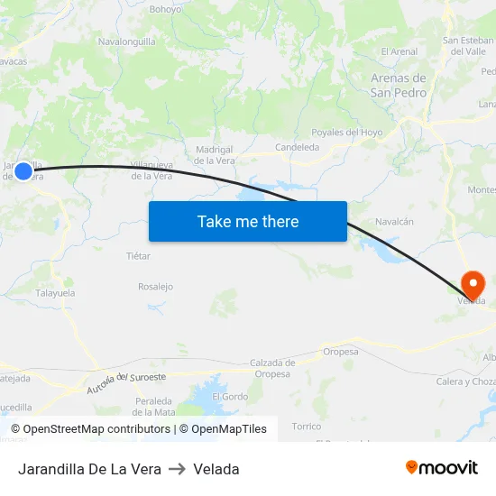Jarandilla De La Vera to Velada map