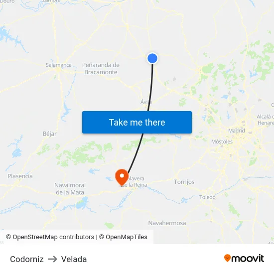 Codorniz to Velada map
