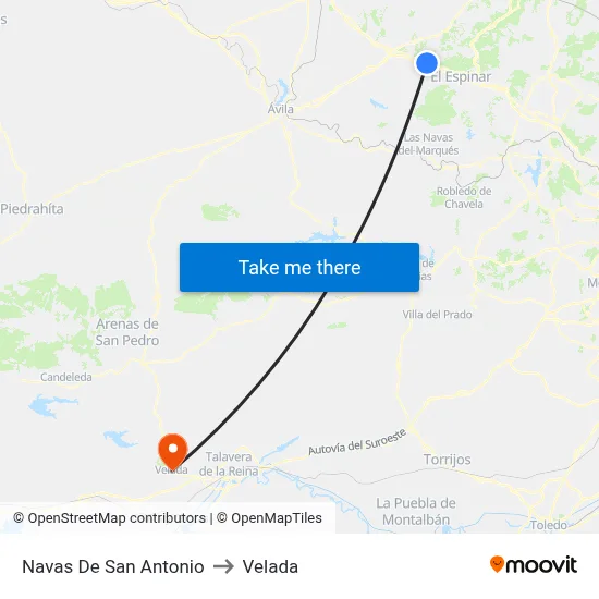Navas De San Antonio to Velada map