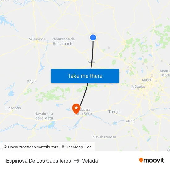 Espinosa De Los Caballeros to Velada map