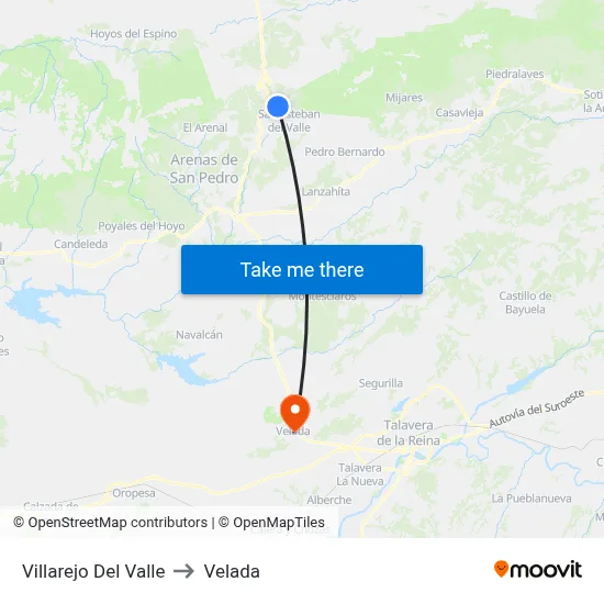 Villarejo Del Valle to Velada map