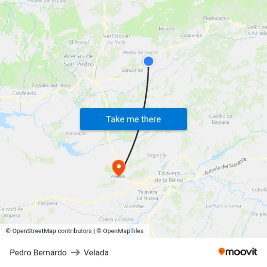 Pedro Bernardo to Velada map