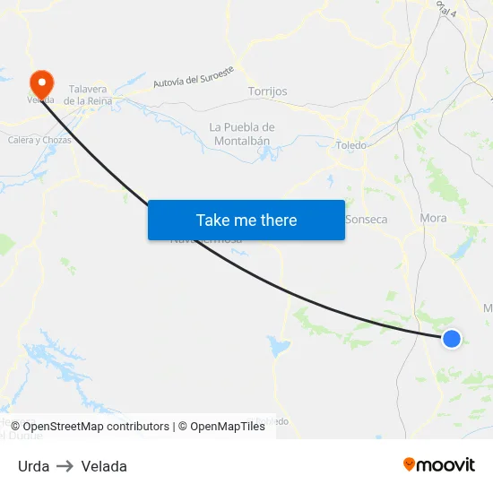 Urda to Velada map