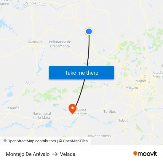 Montejo De Arévalo to Velada map