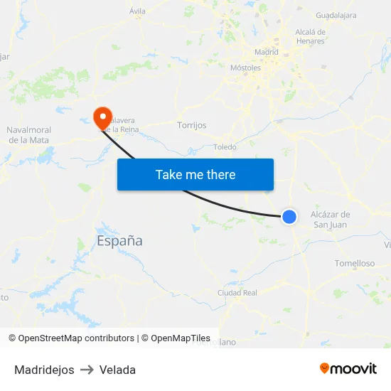 Madridejos to Velada map
