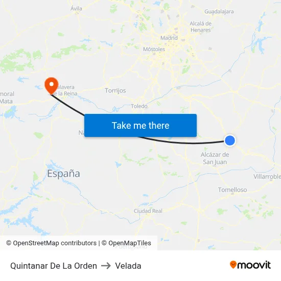 Quintanar De La Orden to Velada map