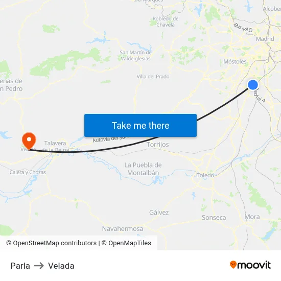 Parla to Velada map