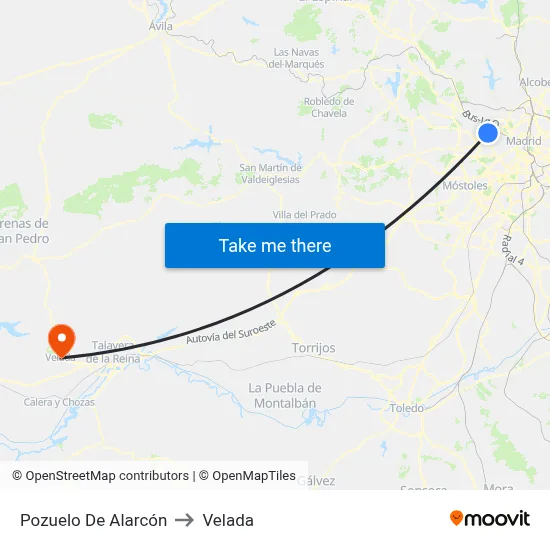 Pozuelo De Alarcón to Velada map