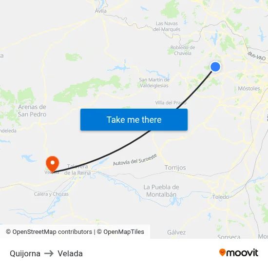 Quijorna to Velada map