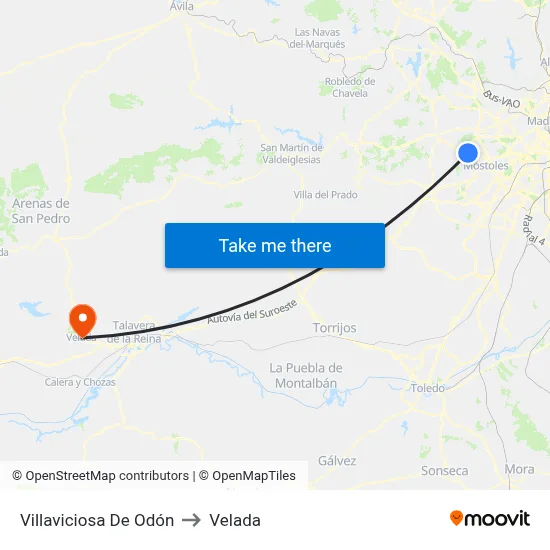 Villaviciosa De Odón to Velada map