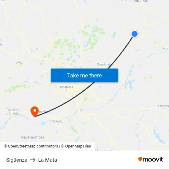 Sigüenza to La Mata map