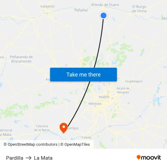 Pardilla to La Mata map