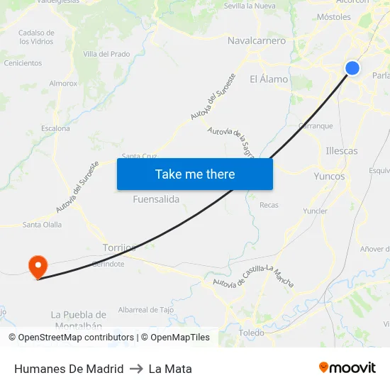 Humanes De Madrid to La Mata map