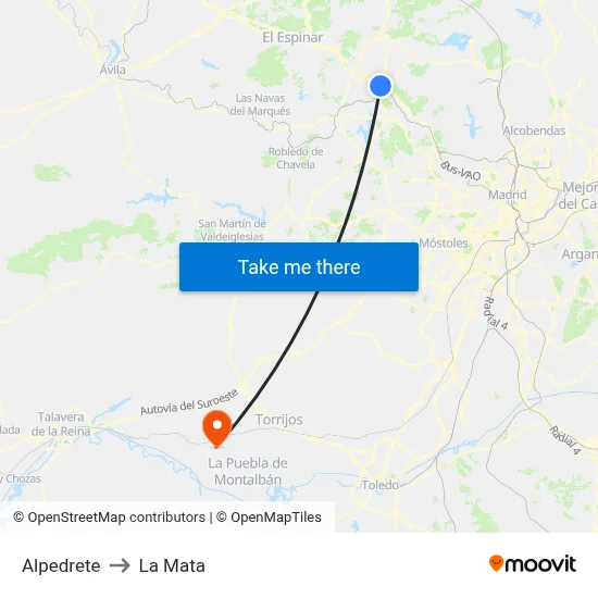 Alpedrete to La Mata map