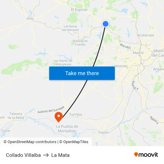 Collado Villalba to La Mata map