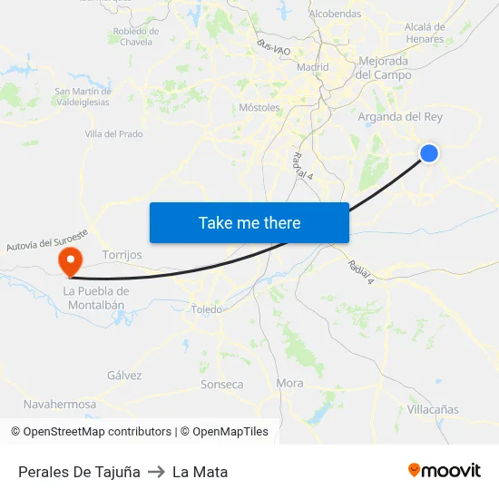 Perales De Tajuña to La Mata map