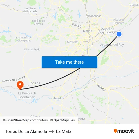 Torres De La Alameda to La Mata map