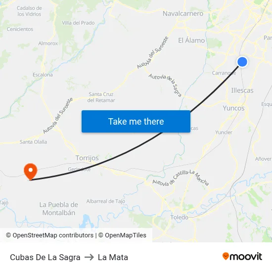 Cubas De La Sagra to La Mata map