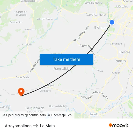 Arroyomolinos to La Mata map