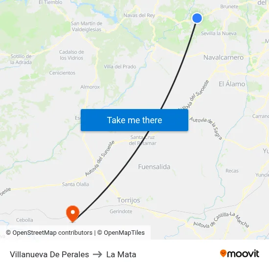 Villanueva De Perales to La Mata map