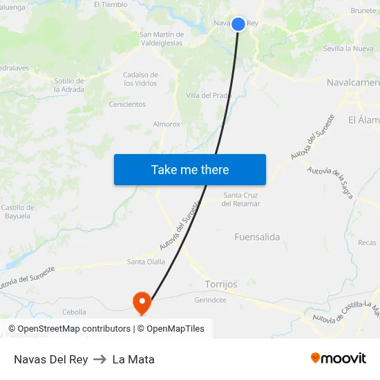 Navas Del Rey to La Mata map