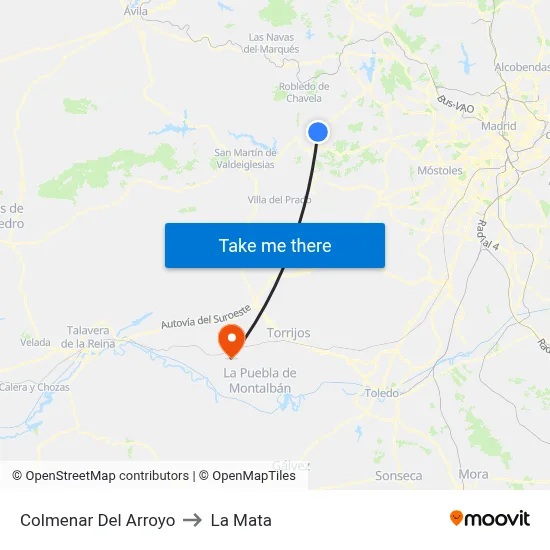 Colmenar Del Arroyo to La Mata map