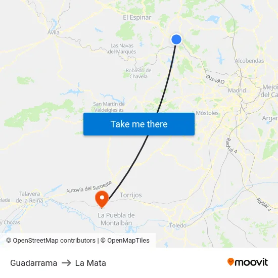 Guadarrama to La Mata map