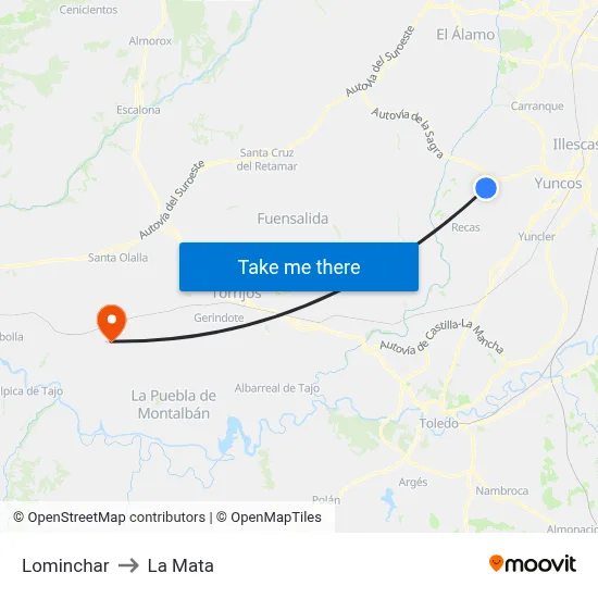 Lominchar to La Mata map