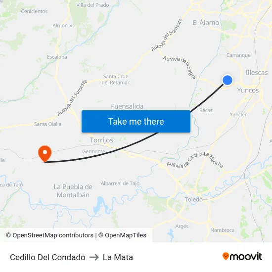 Cedillo Del Condado to La Mata map