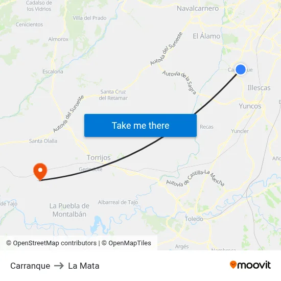 Carranque to La Mata map