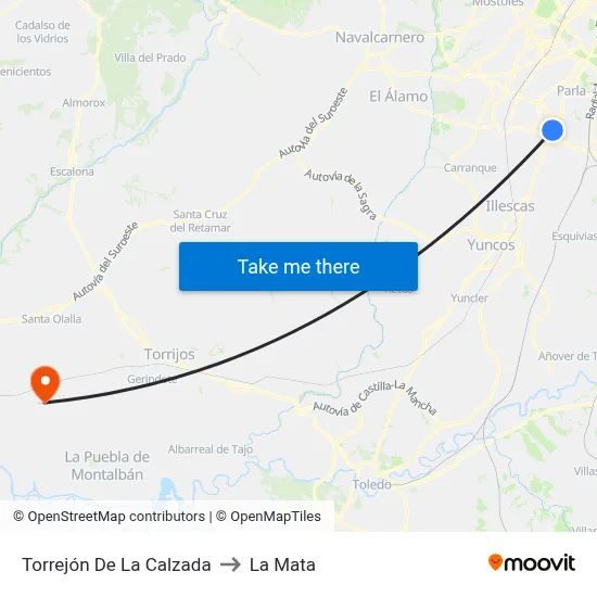 Torrejón De La Calzada to La Mata map
