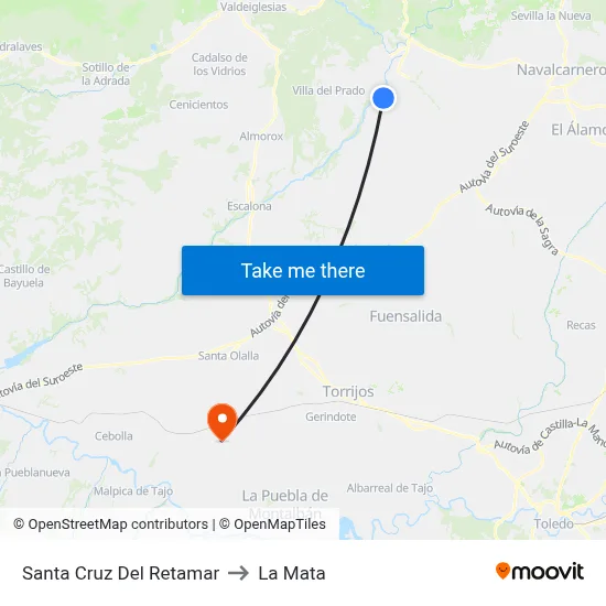 Santa Cruz Del Retamar to La Mata map