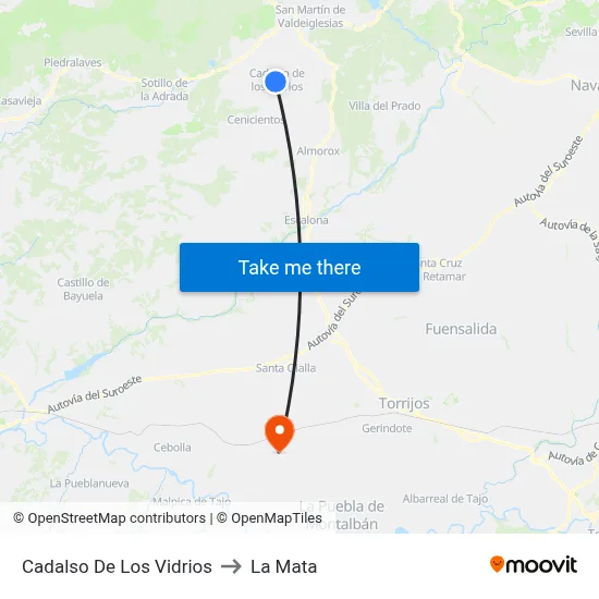 Cadalso De Los Vidrios to La Mata map