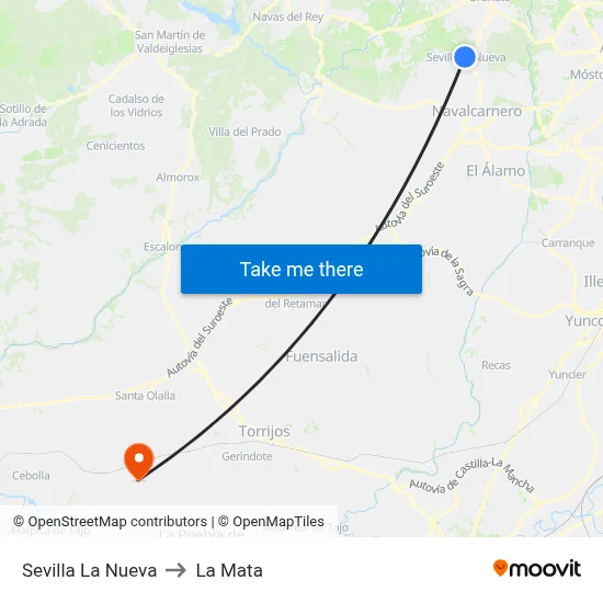 Sevilla La Nueva to La Mata map