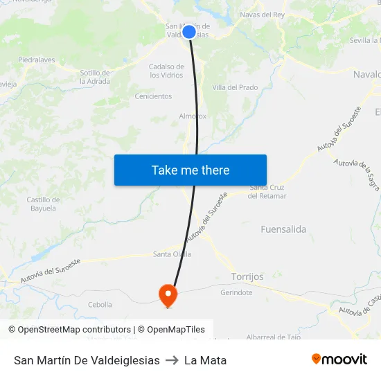 San Martín De Valdeiglesias to La Mata map
