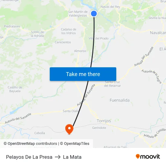Pelayos De La Presa to La Mata map