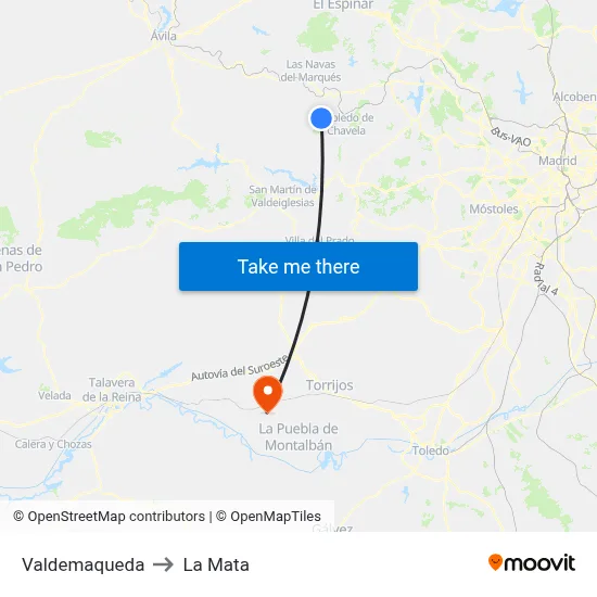 Valdemaqueda to La Mata map