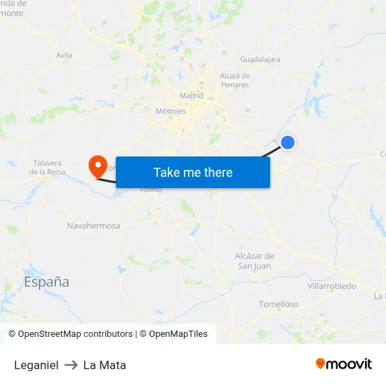 Leganiel to La Mata map