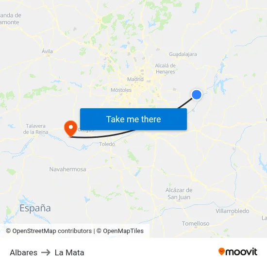 Albares to La Mata map
