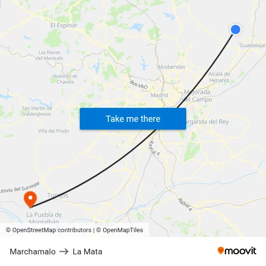 Marchamalo to La Mata map