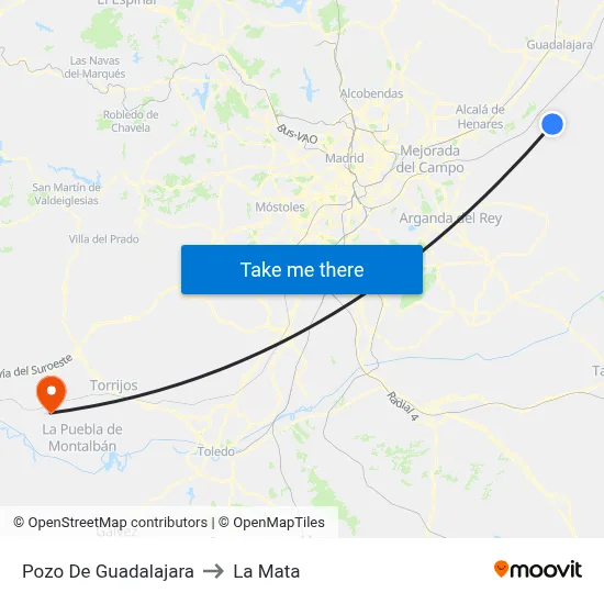 Pozo De Guadalajara to La Mata map
