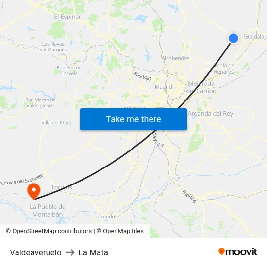 Valdeaveruelo to La Mata map